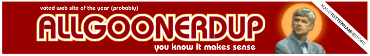 Arsenal FC, football, fans site, latest news, tongue in cheek, fun, gooners, gooner, gunners, premiership, supporters, forums, football players, sections include tattoos, arsenal babes and history